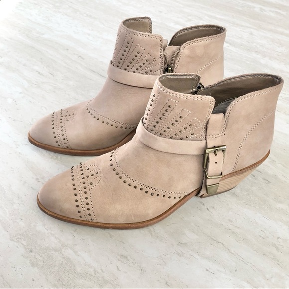 Vince Camuto Shoes - Vince Camuto Dorintina Western Studded Harness Booties Size 7.5 Tan $128